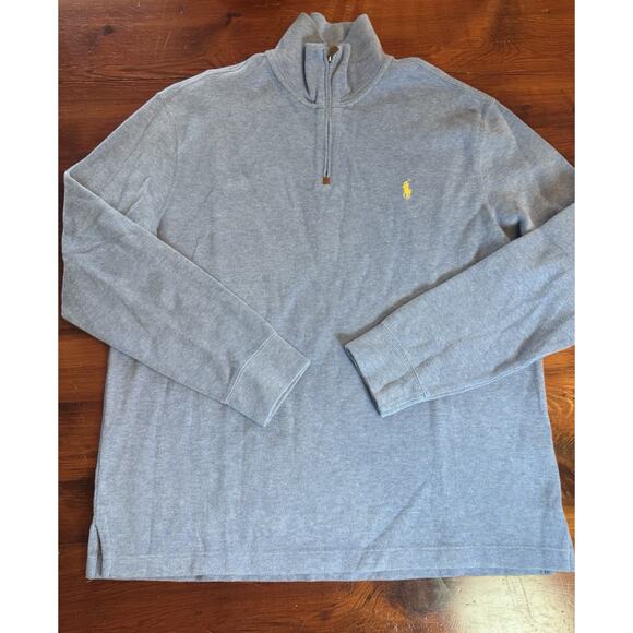 Polo Ralph Lauren Light Blue Mens 1/4 Zip Pull Over Sweater Size Large - Picture 14 of 14